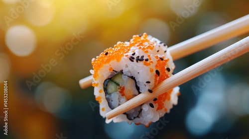 Delicious California Roll Sushi with Orange Tobiko