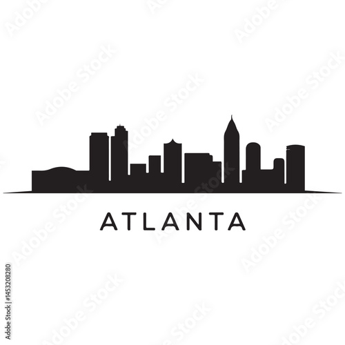 Atlanta Georgia skyline silhouette. Black Atlanta city design Vector Black silhouettes. with white background