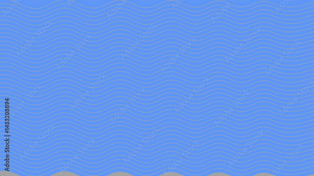 Wave line pattern background animation with blue color, summer vibes, sea waves illustration