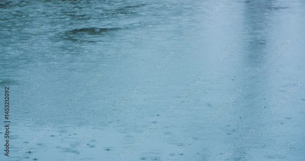 Raindrops Falling on River Surface Raindrops Falling on River Surface