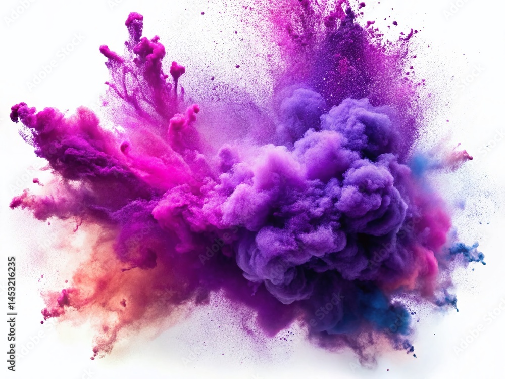 Fototapeta premium Vibrant Purple Smoke Explosion: Colorful Powder Burst, Fluid Ink Art
