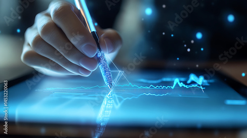 A digital contract on a tablet with blockchain-backed signatures and security