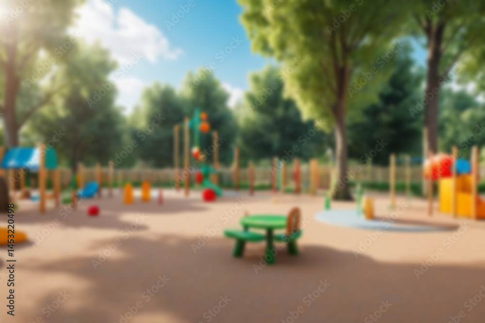 Children's games in the park blur, bright and cool atmosphere, natural theme with trees next to it, no humans, 8k quality. Children's games in the park blur, bright and cool atmosphere, natural theme with trees next to it, no humans, 8k quality.