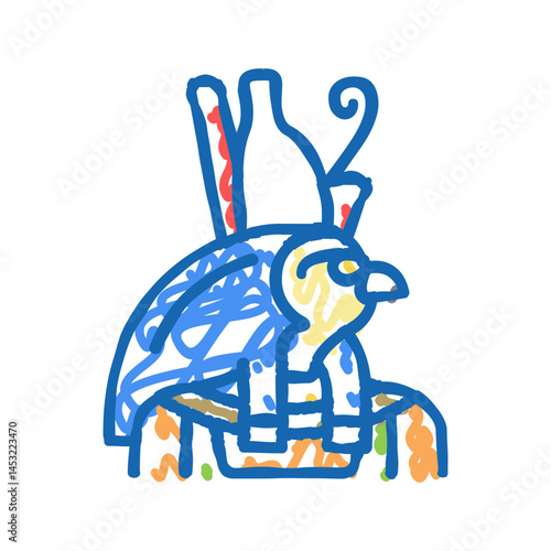 horus egypt god icon doodle illustration