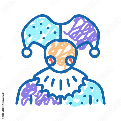 jester fairy tale icon doodle illustration