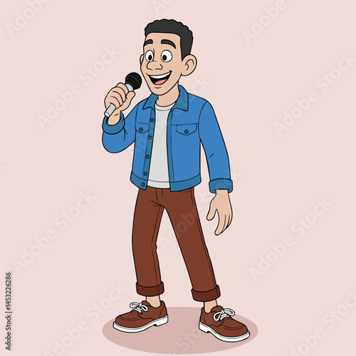 Cartoon Man Doing Stand-Up Comedy