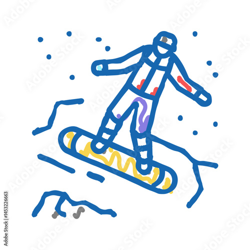 snowboarding extreme sport icon doodle illustration