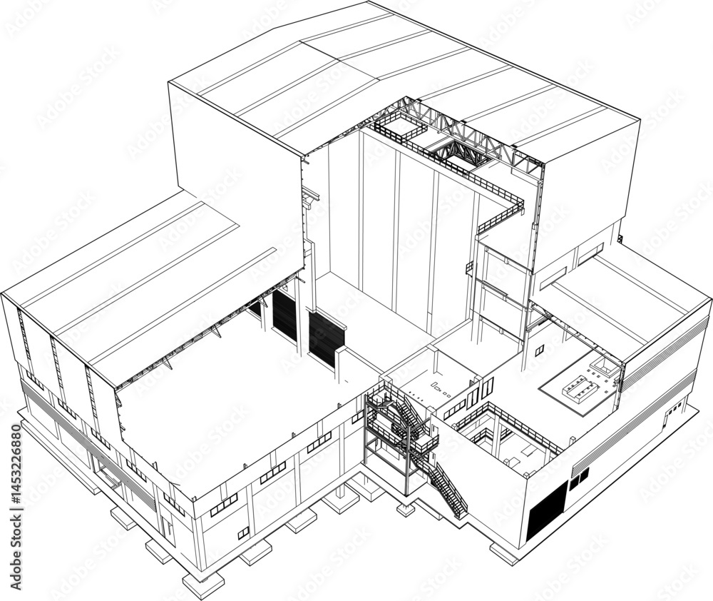 Fototapeta premium 3D illustration of building structure