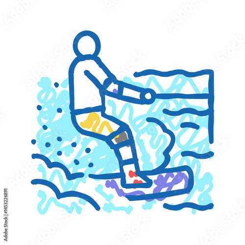 wakeboarding extreme sport icon doodle illustration