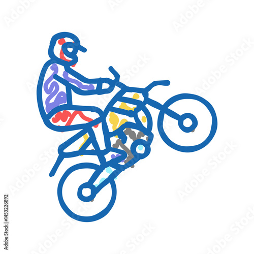 motocross extreme sport icon doodle illustration