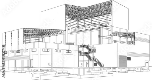 3D illustration of building structure
