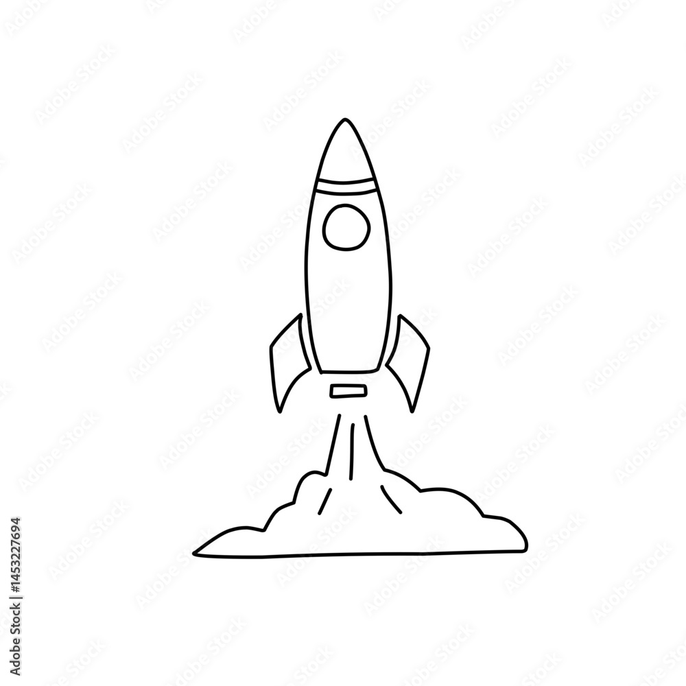 Obraz premium rocket doodle icon