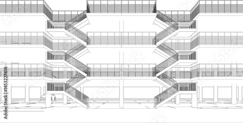 3D illustration of parking facility