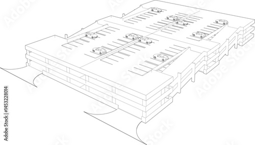 3D illustration of parking facility