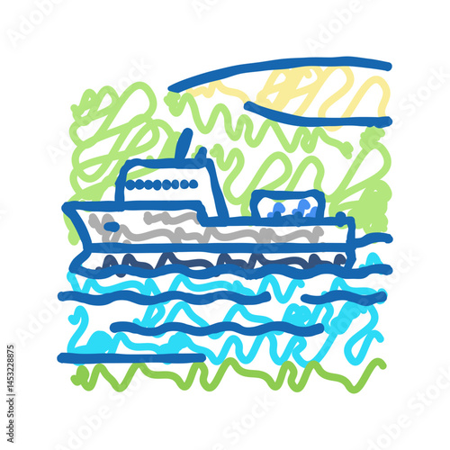 navigable river icon doodle illustration