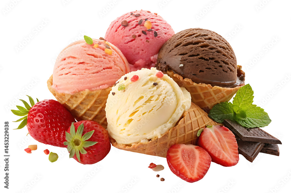 Fruit Tart Dessert with Ice Cream and Berries isolated illustration PNG Fruit Tart Dessert with Ice Cream and Berries isolated illustration PNG