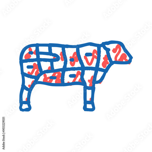 sirloin cow meat icon doodle illustration