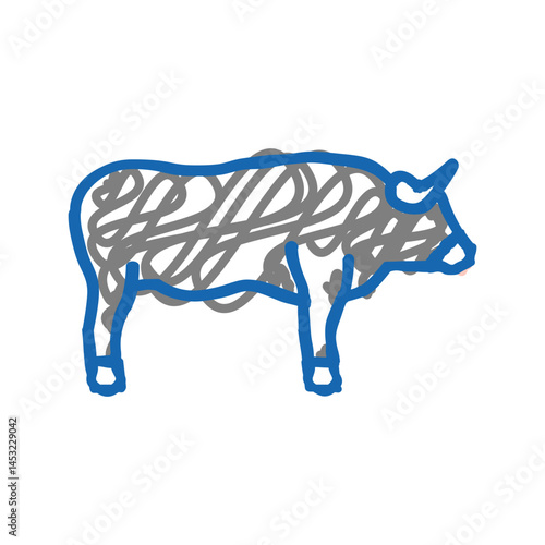 bull farm animal icon doodle illustration