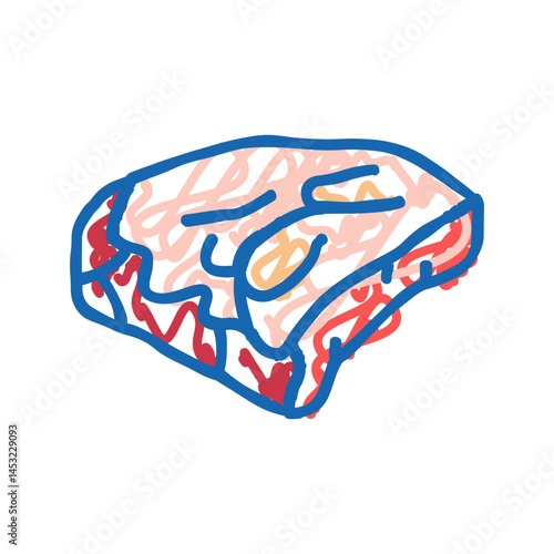 short plate with beef meat icon doodle illustration