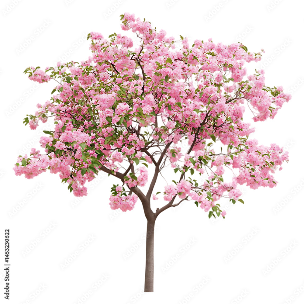 Fototapeta premium Pink Cherry Blossom Tree on Transparent Background, Spring Bloom