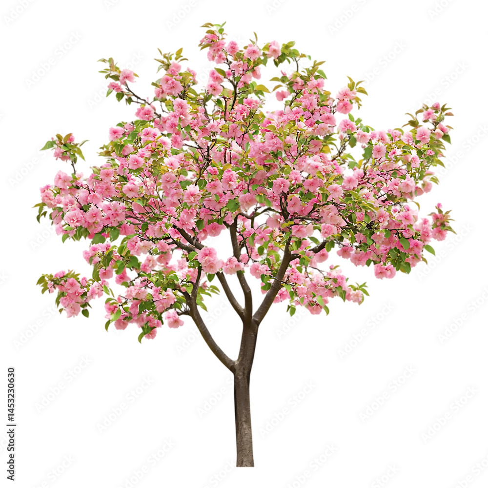 Fototapeta premium Pink Flowering Crabapple Tree on Transparent Background
