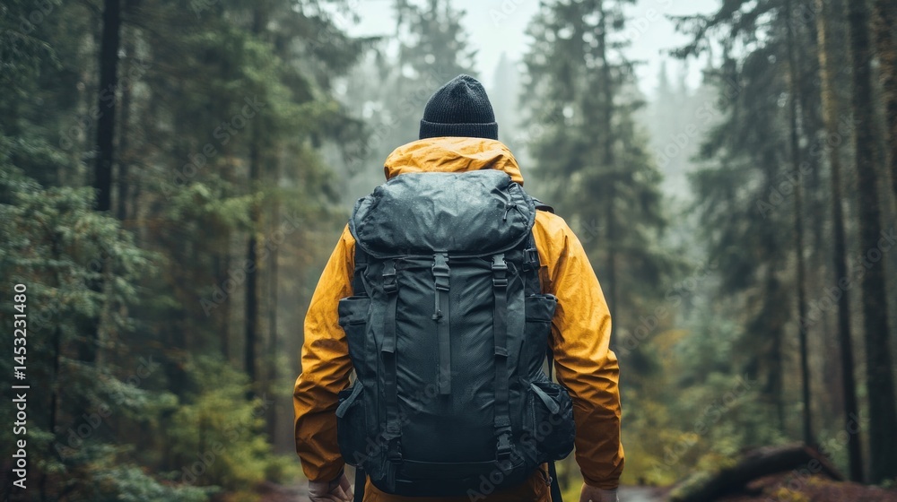Solitary Hiker in Misty Forest: A Journey into Nature's Embrace Solitary Hiker in Misty Forest: A Journey into Nature's Embrace