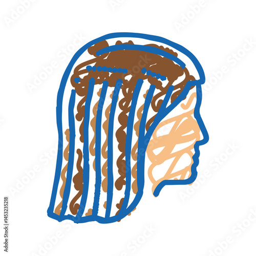 head with added buns icon doodle illustration