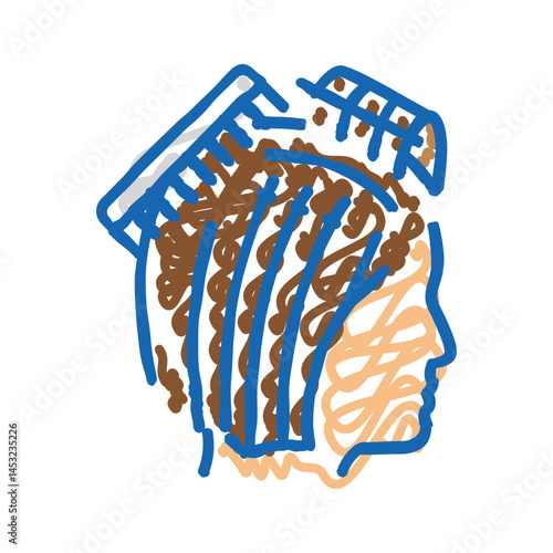 preparation for hairdressing icon doodle illustration