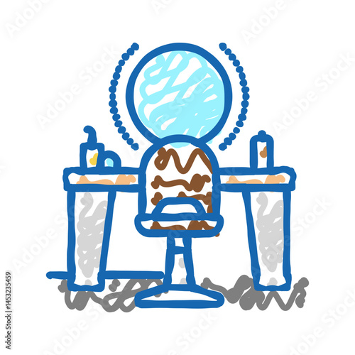 hair dress salon workplace icon doodle illustration