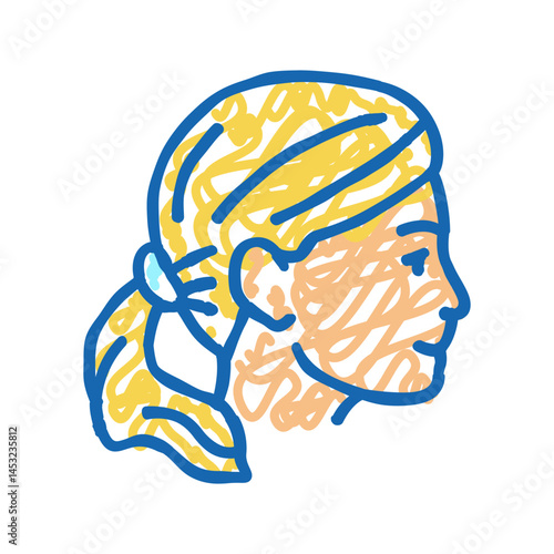 blonde hairstyle icon doodle illustration