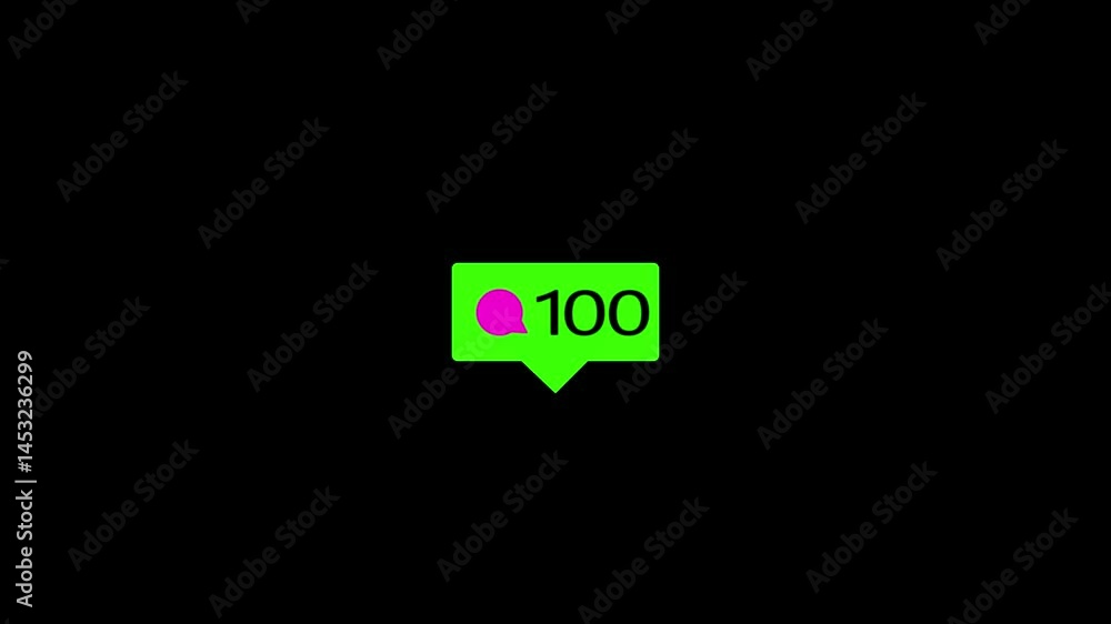 Animation bubble notification counter of 1 to 100 followers likes comments for social media, Animated notification button comments likes followers for social media with alpha channel Animation bubble notification counter of 1 to 100 followers likes comments for social media, Animated notification button comments likes followers for social media with alpha channel