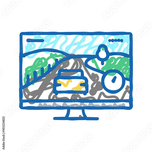 racing video game icon doodle illustration