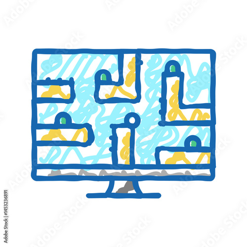 puzzle platform video game icon doodle illustration