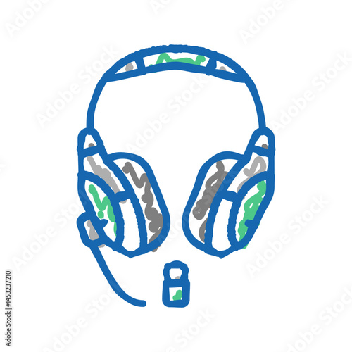 headset wireless video game icon doodle illustration