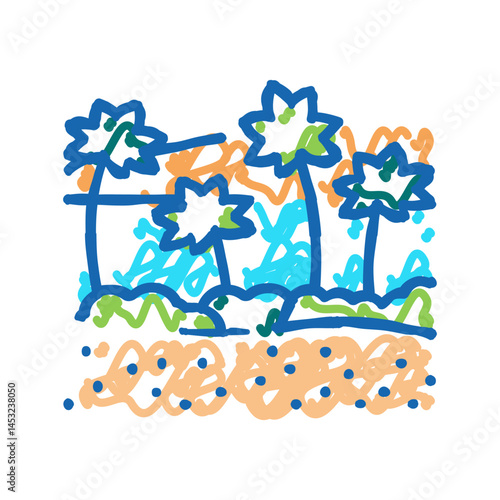 oasis in african desert icon doodle illustration