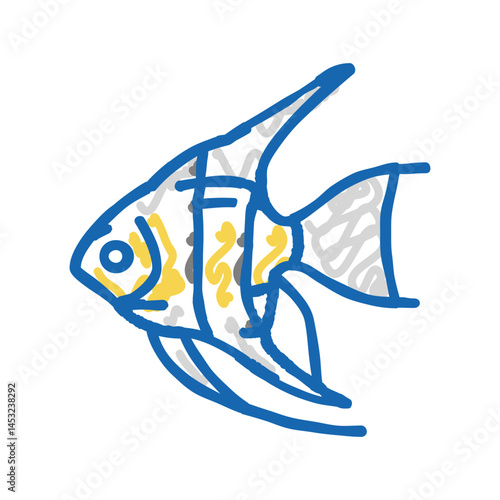 angelfish aquarium fish icon doodle illustration