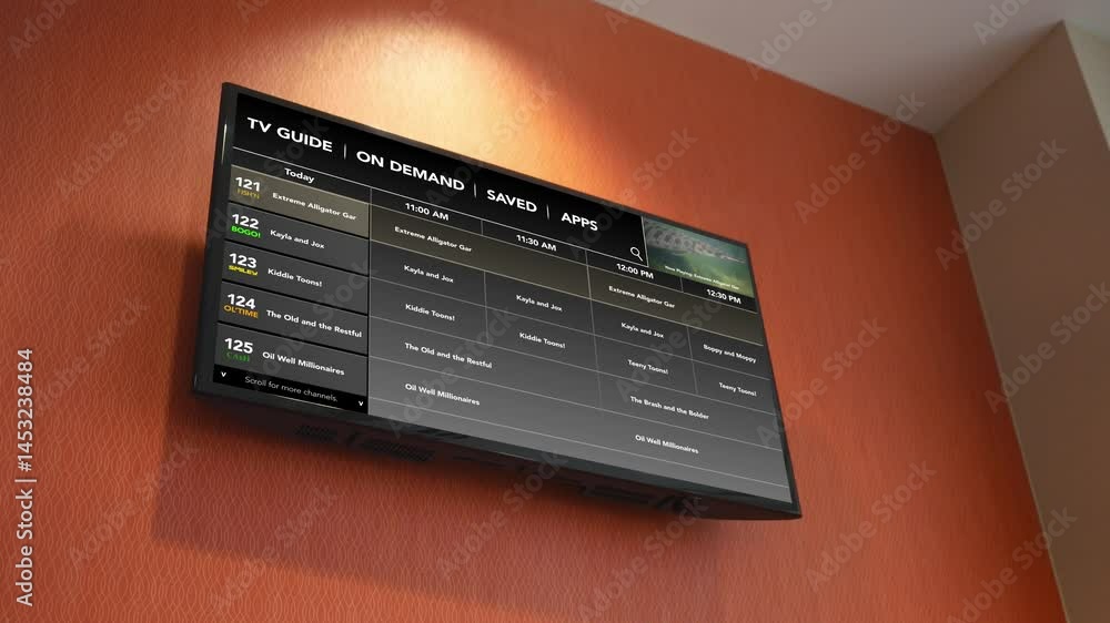 A Generic TV Channel Guide on a Hotel Mounted Television A Generic TV Channel Guide on a Hotel Mounted Television