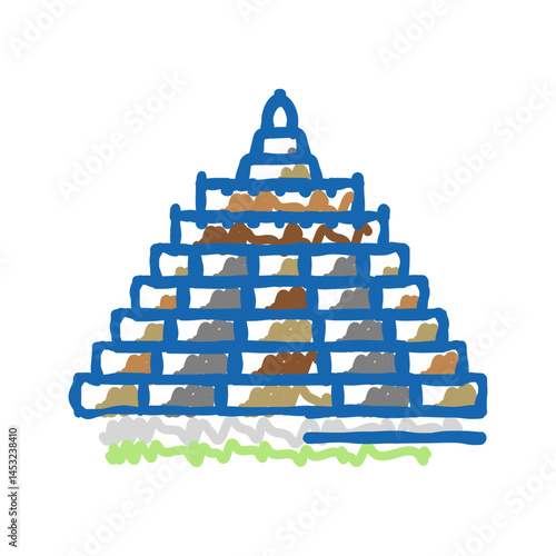 borobudur asian building icon doodle illustration