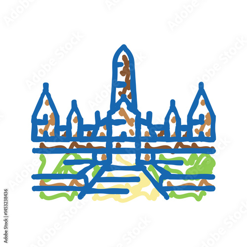 ayutthaya historical building icon doodle illustration