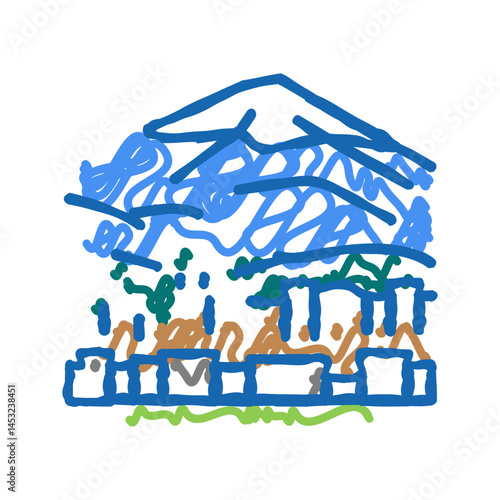 fujiyama mountain icon doodle illustration