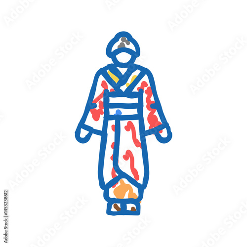 geisha woman icon doodle illustration