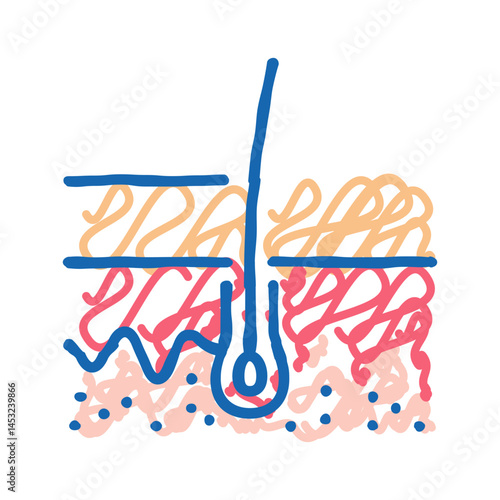 healthy growing hair icon doodle illustration