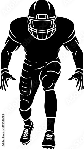 American football player receiver lineman black silhouette isolated on a transparent background vector graphic
