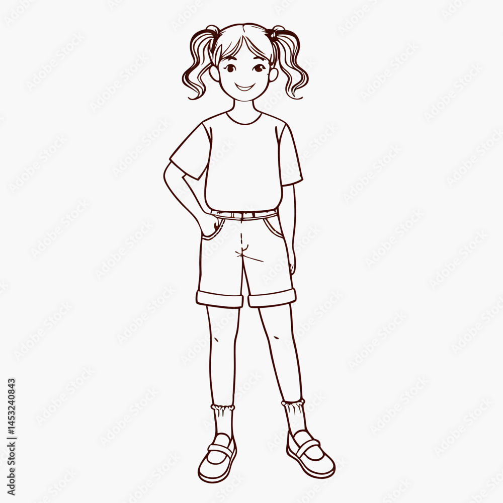 Cheerful Girl Child With Pigtails in Casual Outfit Smiling Joyfully in a Playful Setting Generative AI Cheerful Girl Child With Pigtails in Casual Outfit Smiling Joyfully in a Playful Setting Generative AI
