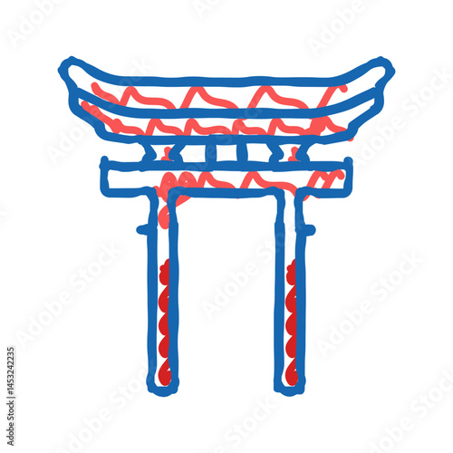 shinto religion icon doodle illustration