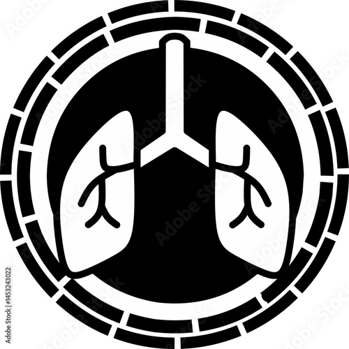 Human lung pulmonology flat  circle icon for medical app and website.	