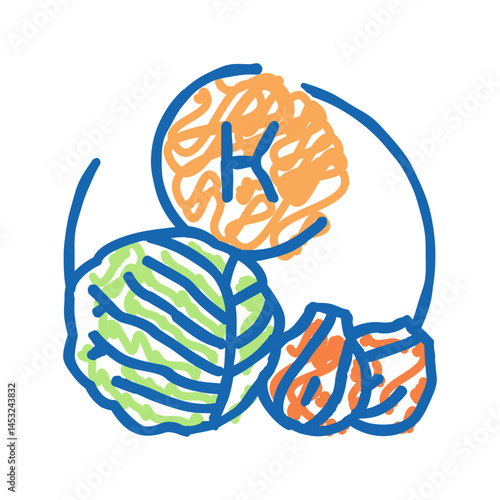k vitamin in vegetable icon doodle illustration