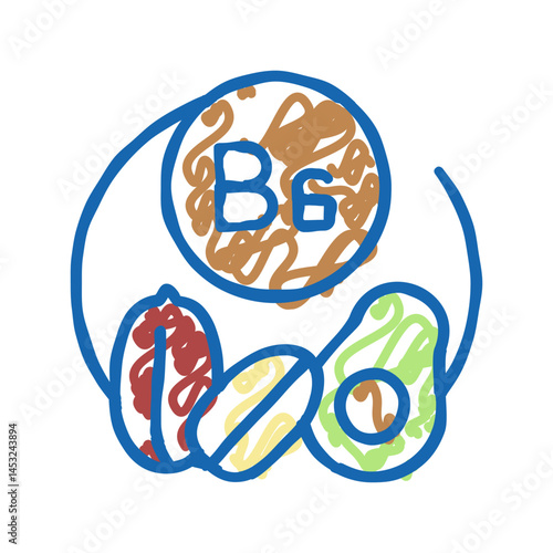 b6 vitamin icon doodle illustration