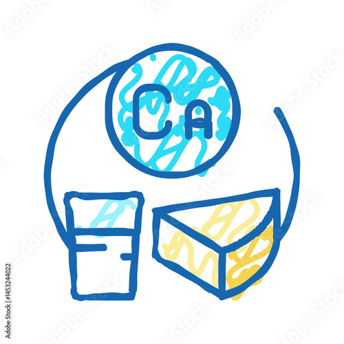 ca vitamin in dairy food icon doodle illustration