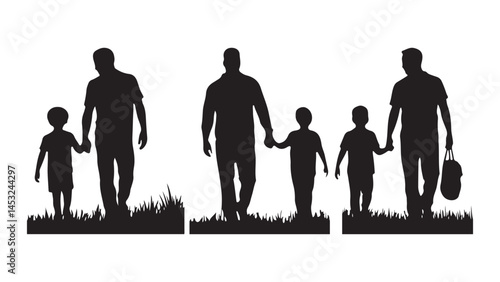 Collection of silhouettes Father and child. Happy Father's day, family silhouettes vector